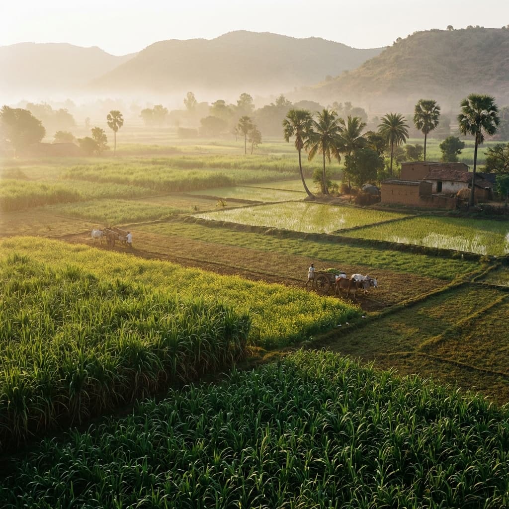 Lush green farm field